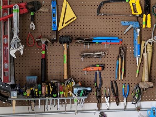 A wall of tools in the AAHL Tool Shop